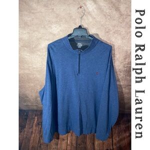 Polo Ralph Lauren Long Sleeve 1/4 Zip Sweater Blue Heather Jersey Knit-4XB-EUC